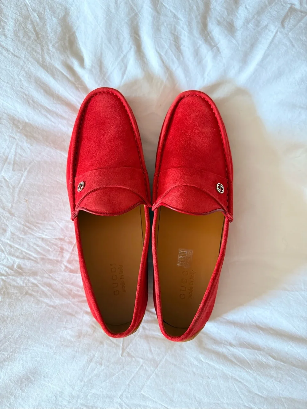 Gucci Red Suede Penny Loafers for Men